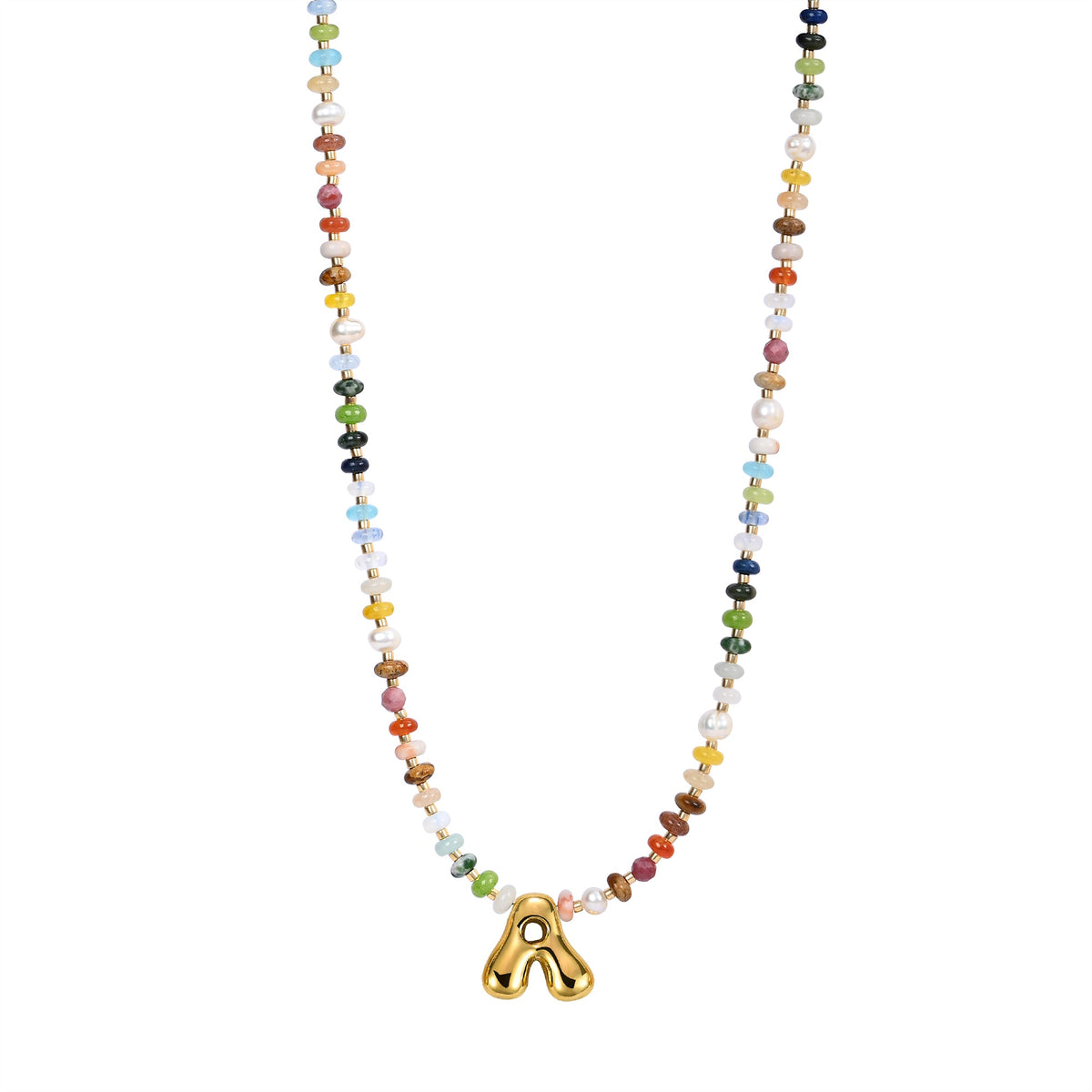Collana con lettere a bolle multicolore