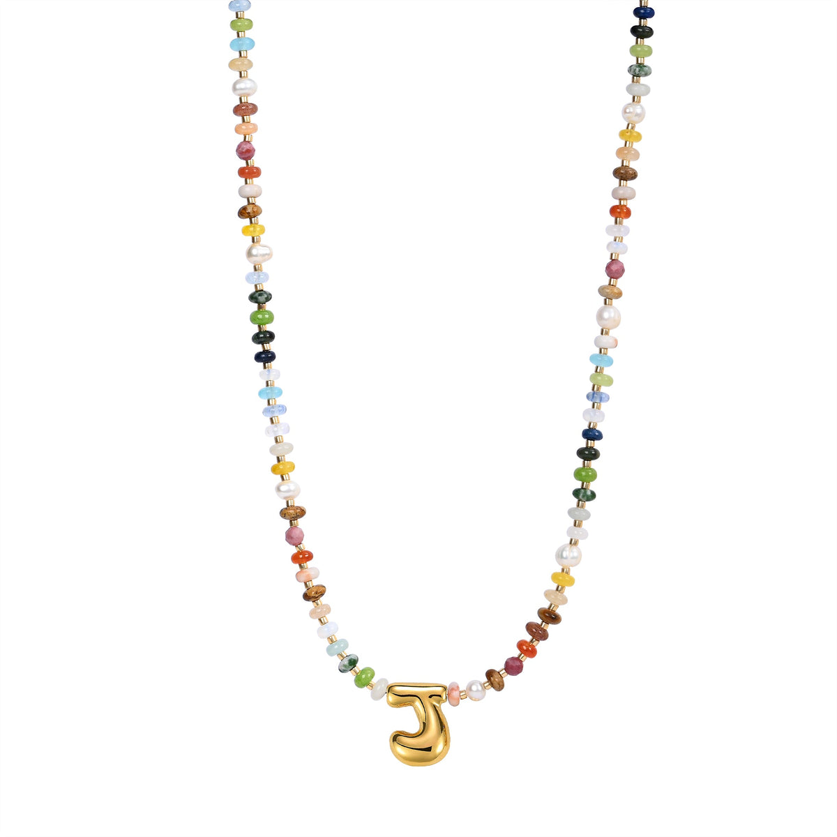 Collana con lettere a bolle multicolore