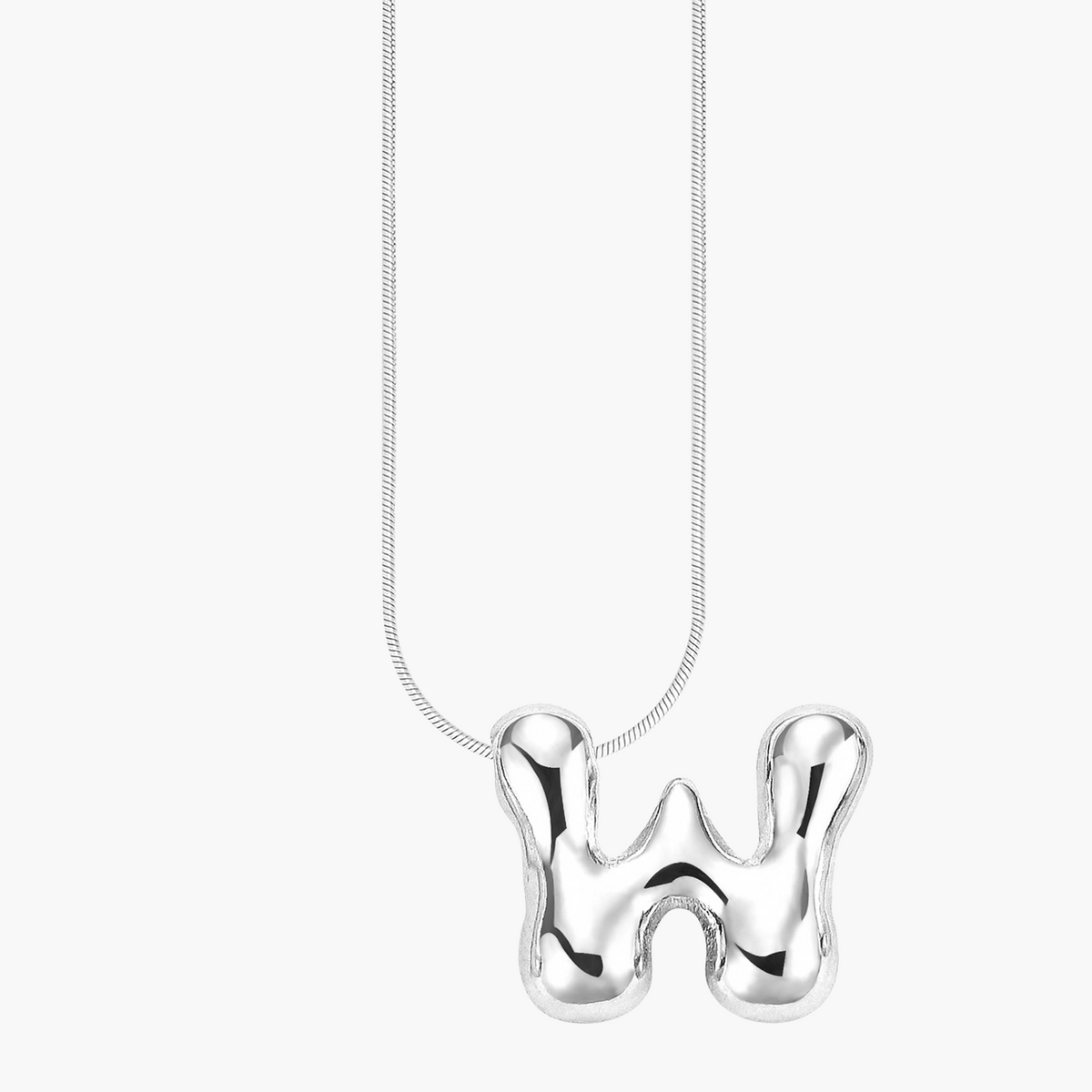 Collana con Iniziale a Lettera a Bolle Argento Luminoso