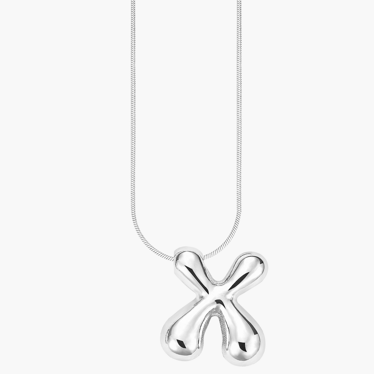 Collana con Iniziale a Lettera a Bolle Argento Luminoso