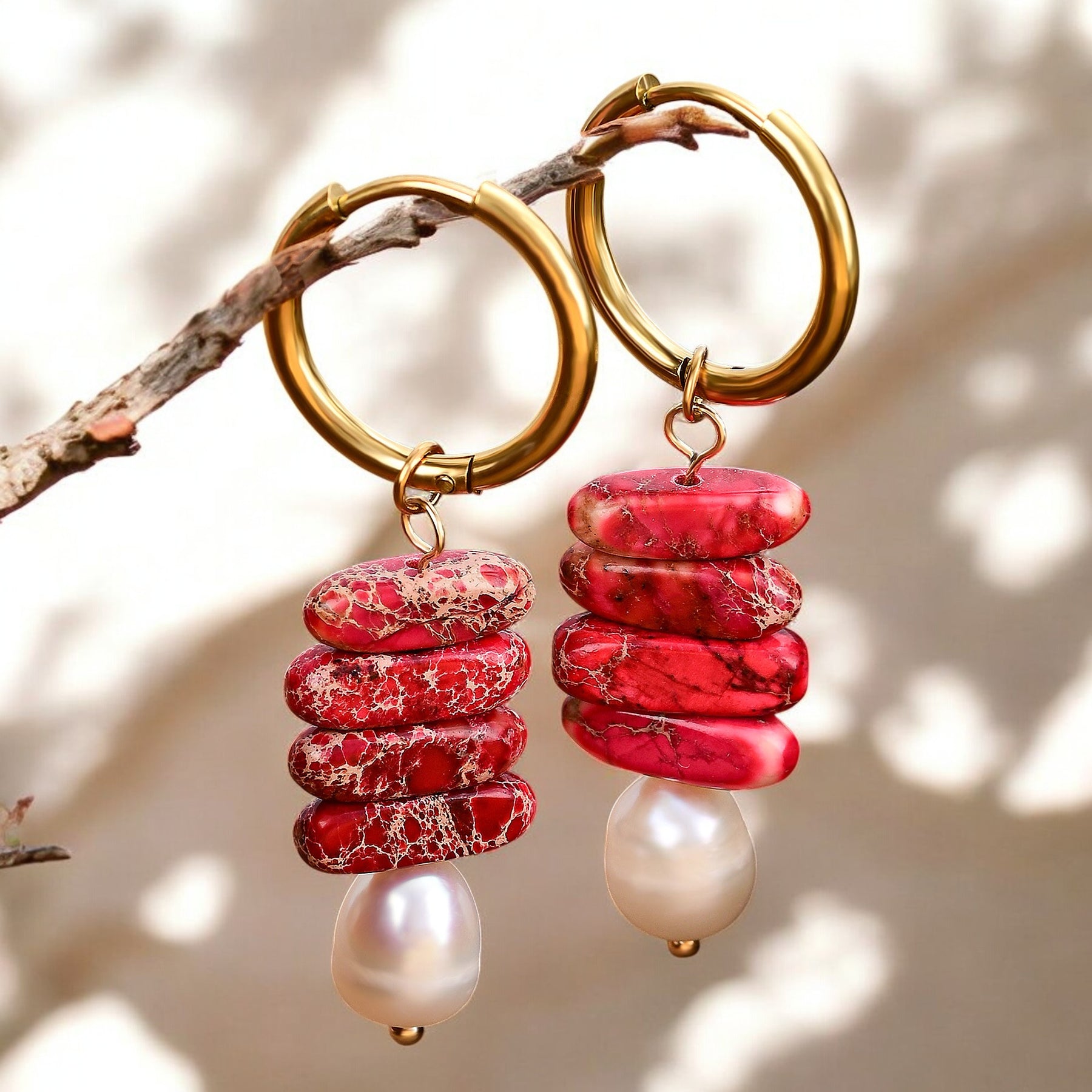 Orecchini a cerchio Ocean Bliss con perla e diaspro giada