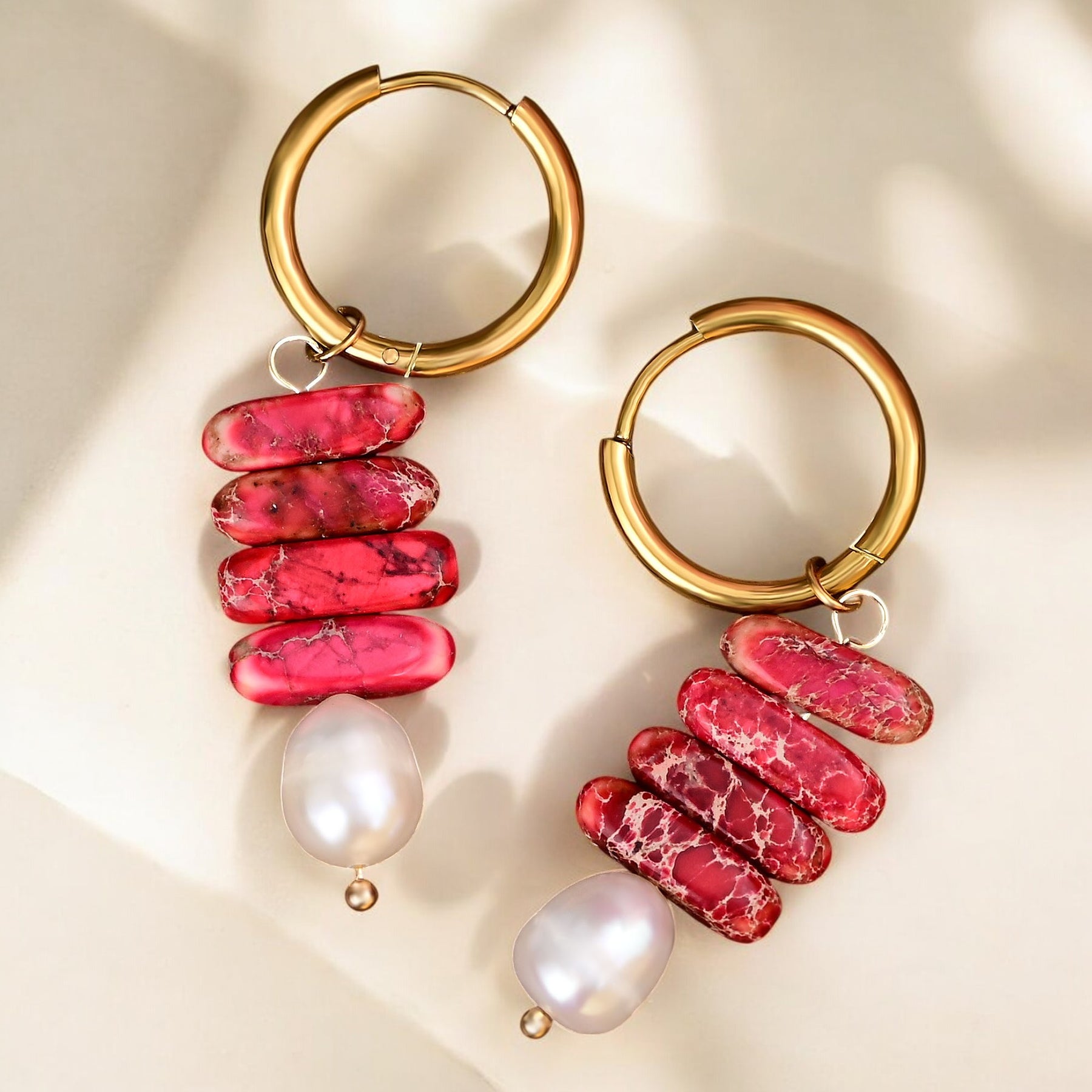 Orecchini a cerchio Ocean Bliss con perla e diaspro giada