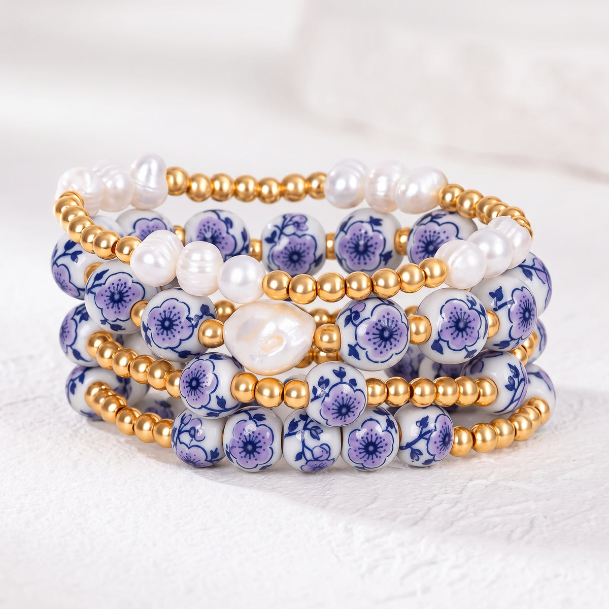 Set di bracciali Porcelain Garden Lavender Bloom