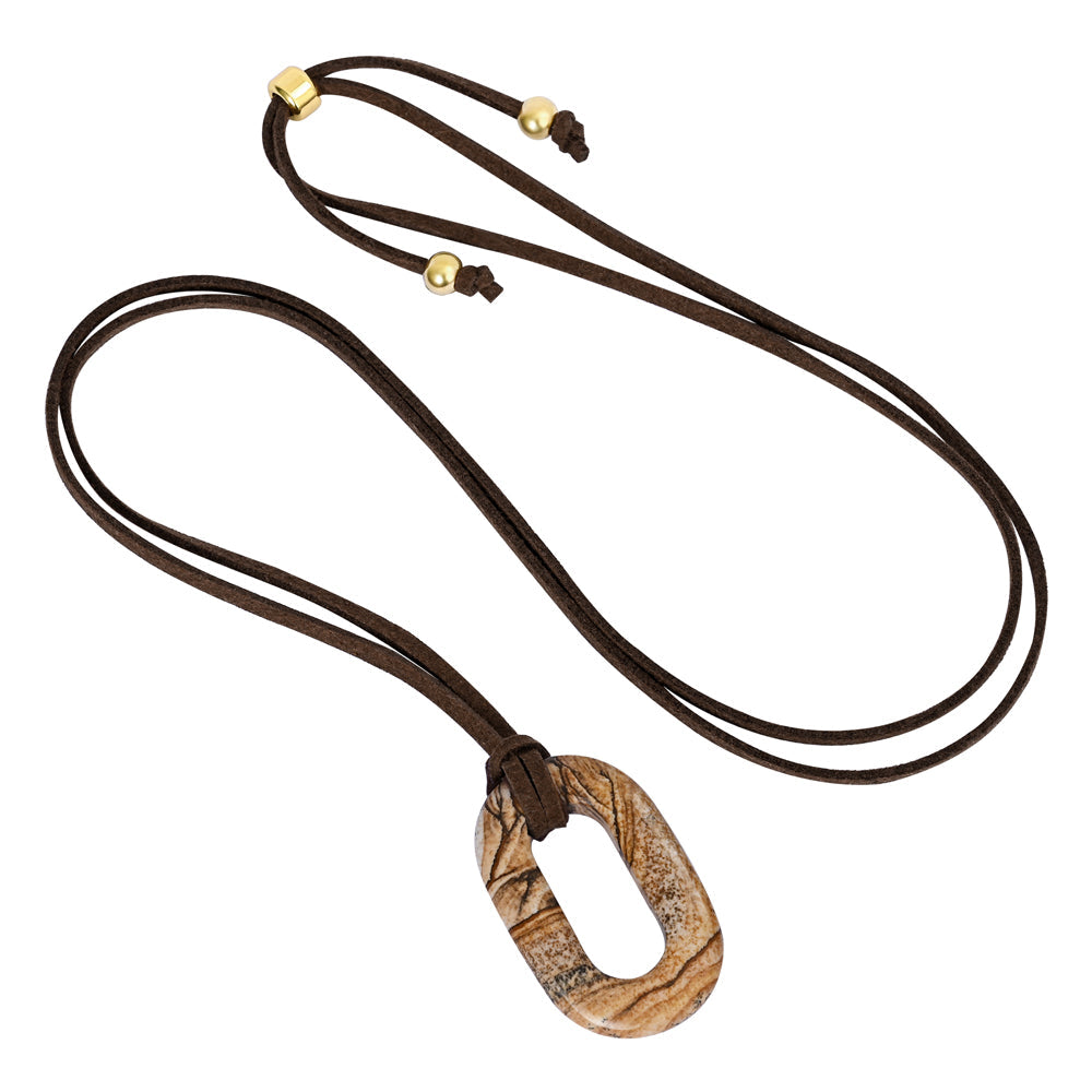 Collana Serenità Pietra Immagine in Camoscio