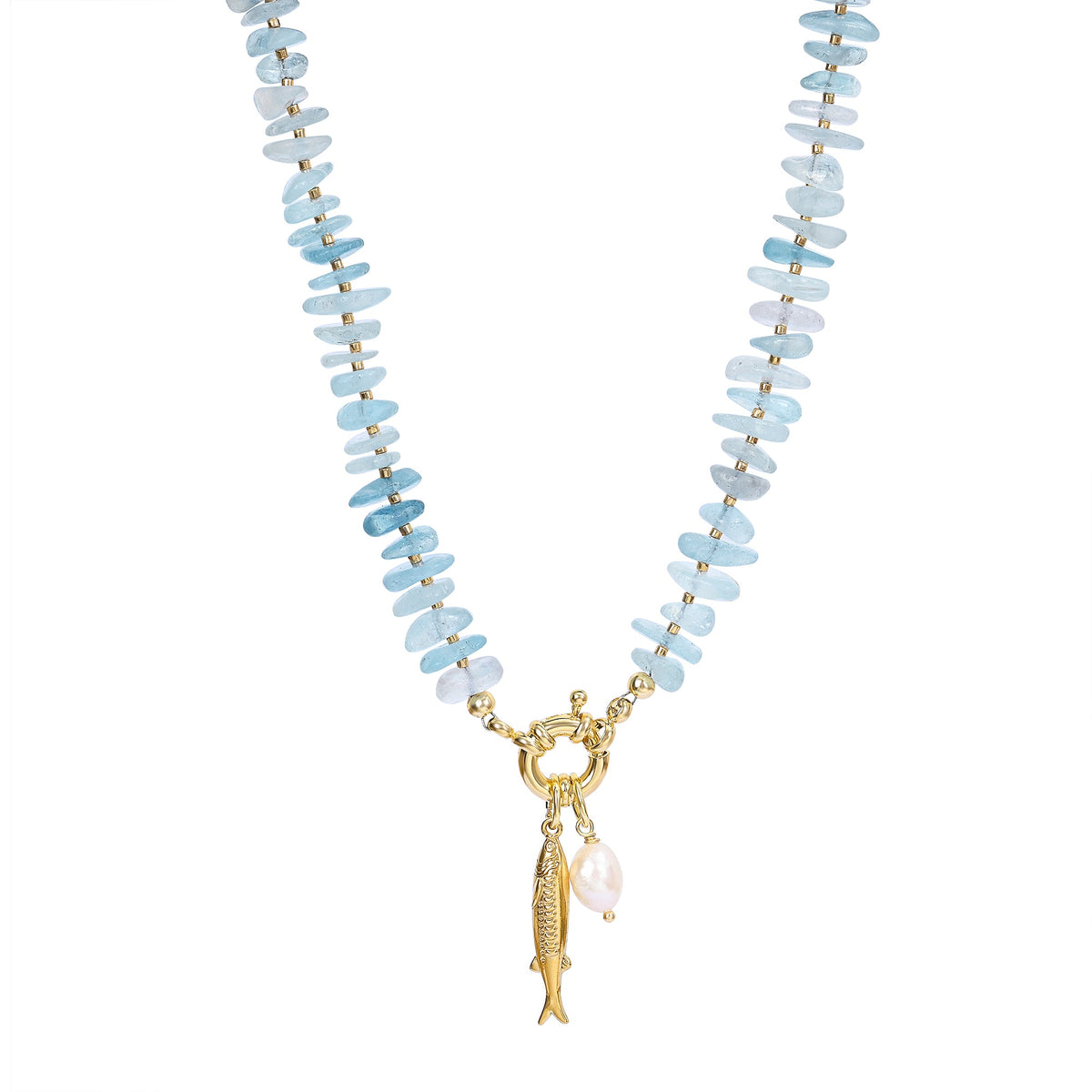 Collana con ciondolo perla acquamarina