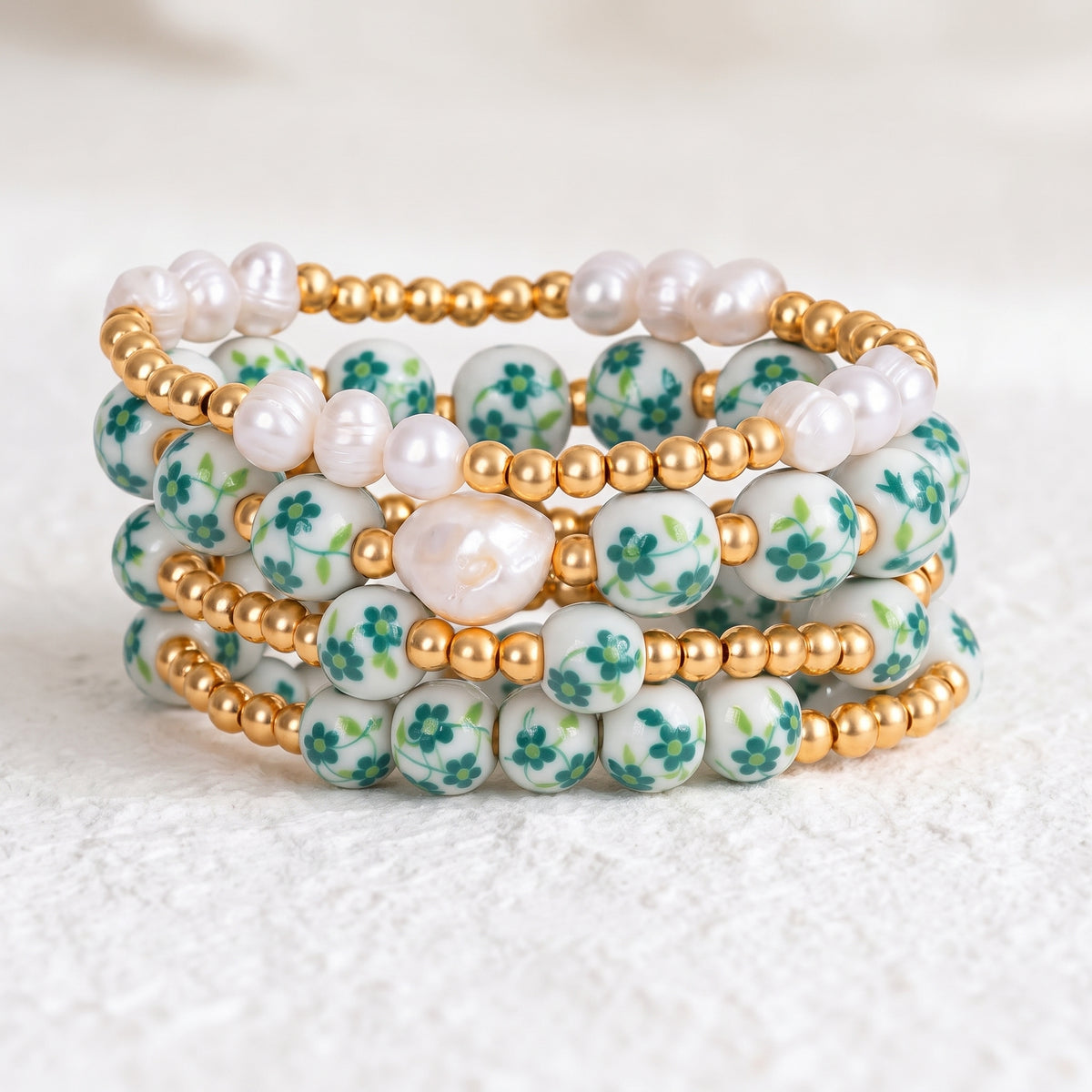 Set di bracciali Porcelain Garden Emerald Grove