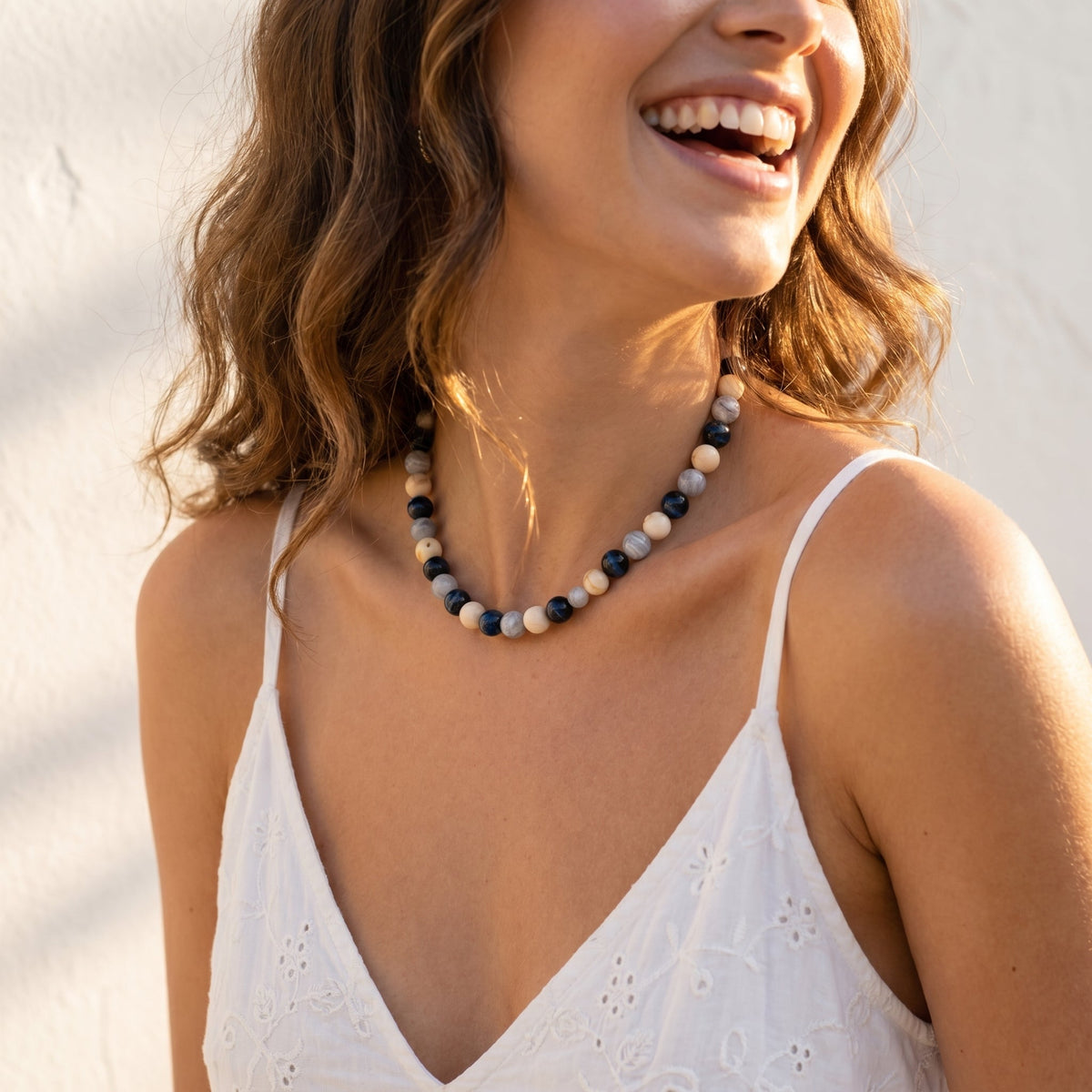 Collana Grigia con Perline Spesse
