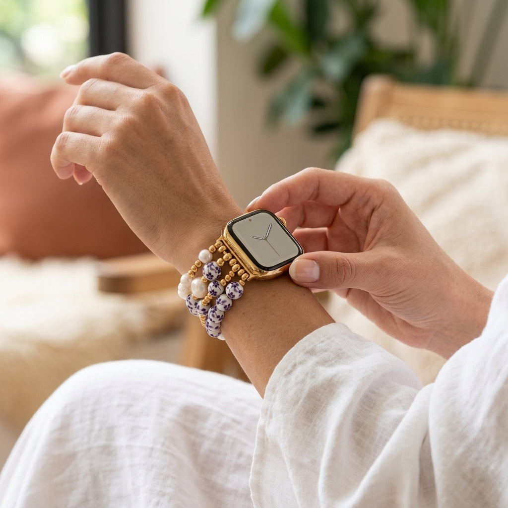 Cinturino Apple Watch Porcelain Garden Violet Bloom