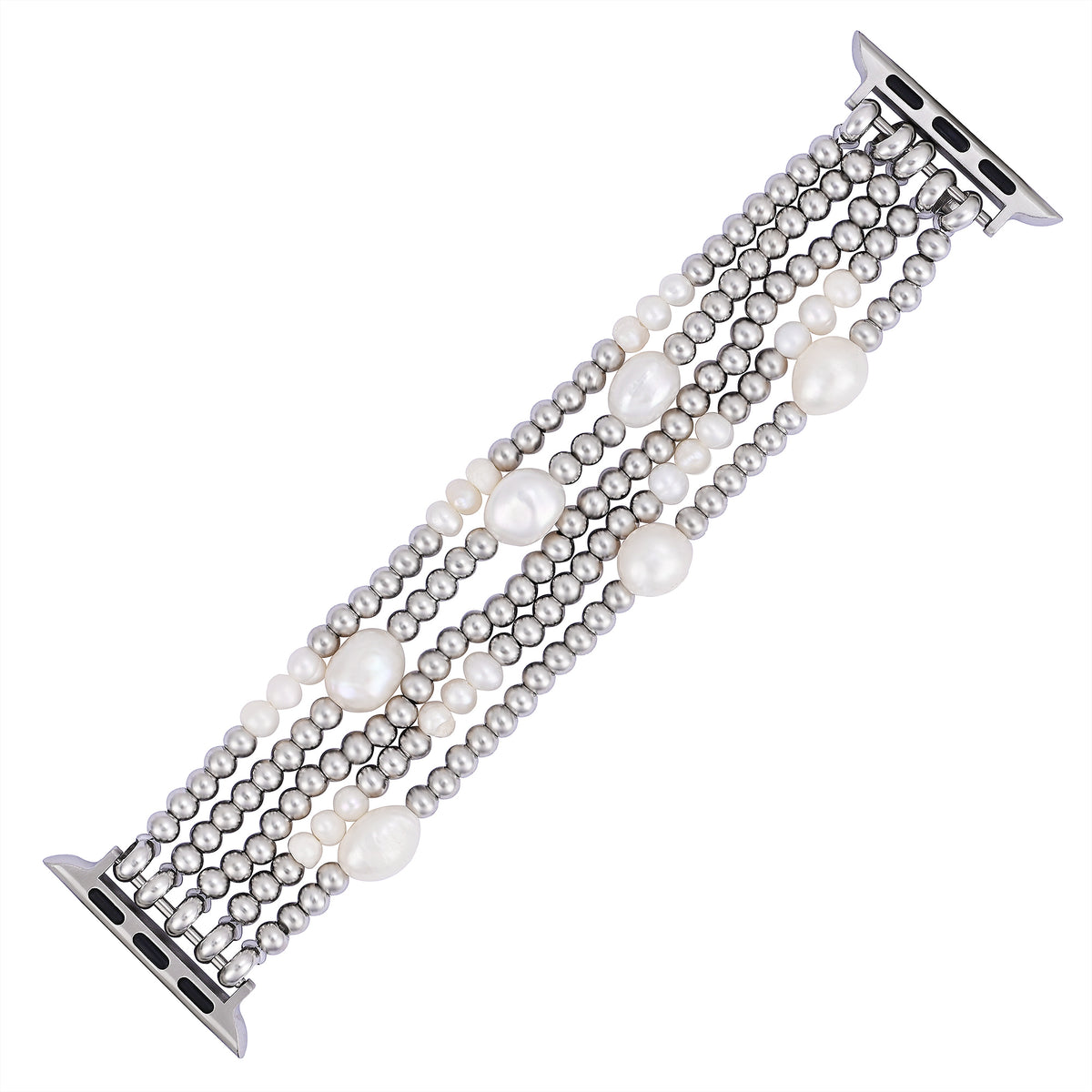 Cinturino elastico per Apple Watch in perla e argento