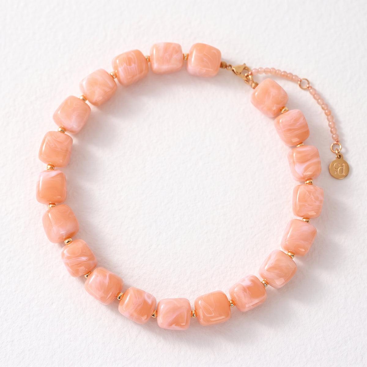 Collana con perline quadrate spesse arancione