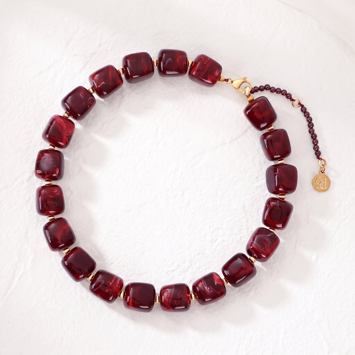 Collana con perline quadrate spesse rosse