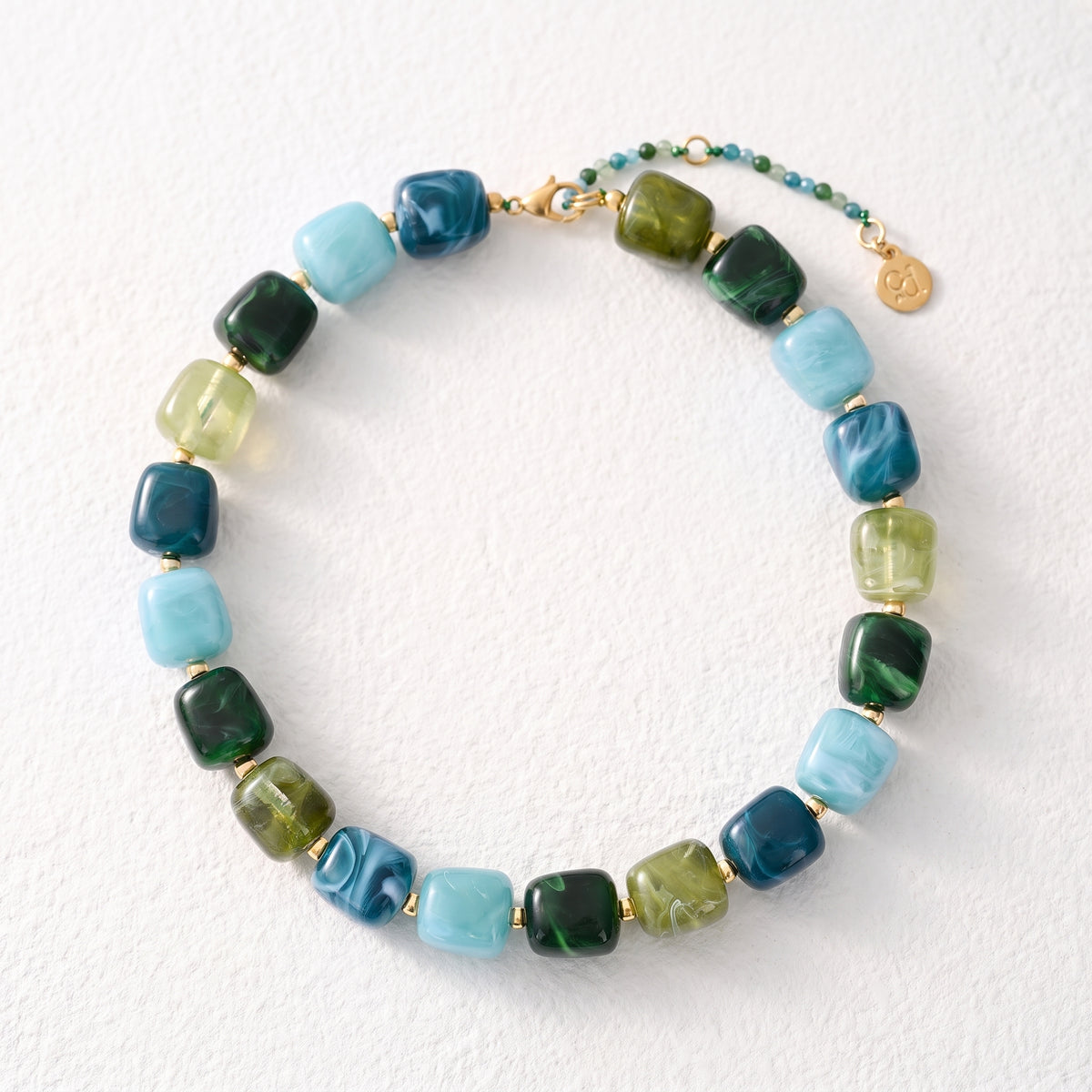 Collana con perline quadrate spesse Terra