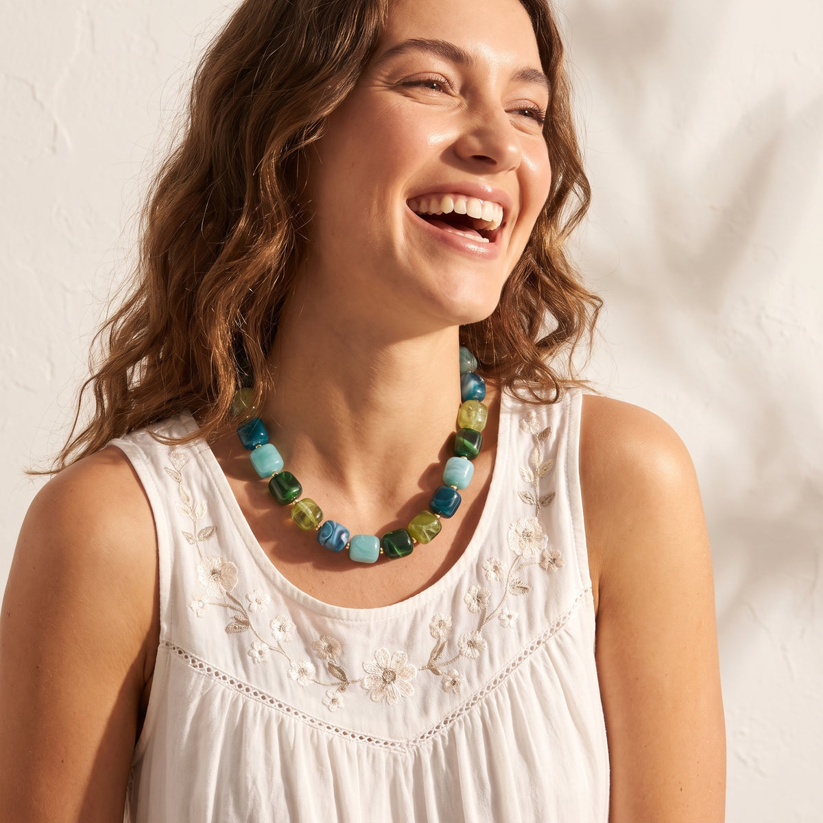 Collana con perline quadrate spesse Terra