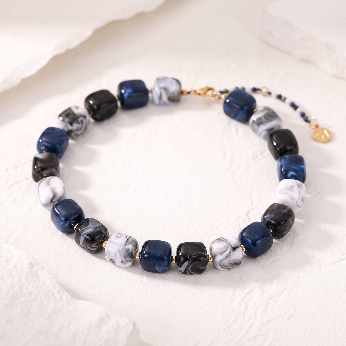 Collana con perline quadrate spesse Ocean