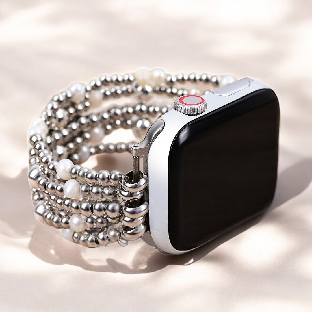 Cinturino Apple Watch elasticizzato con perle scintillanti