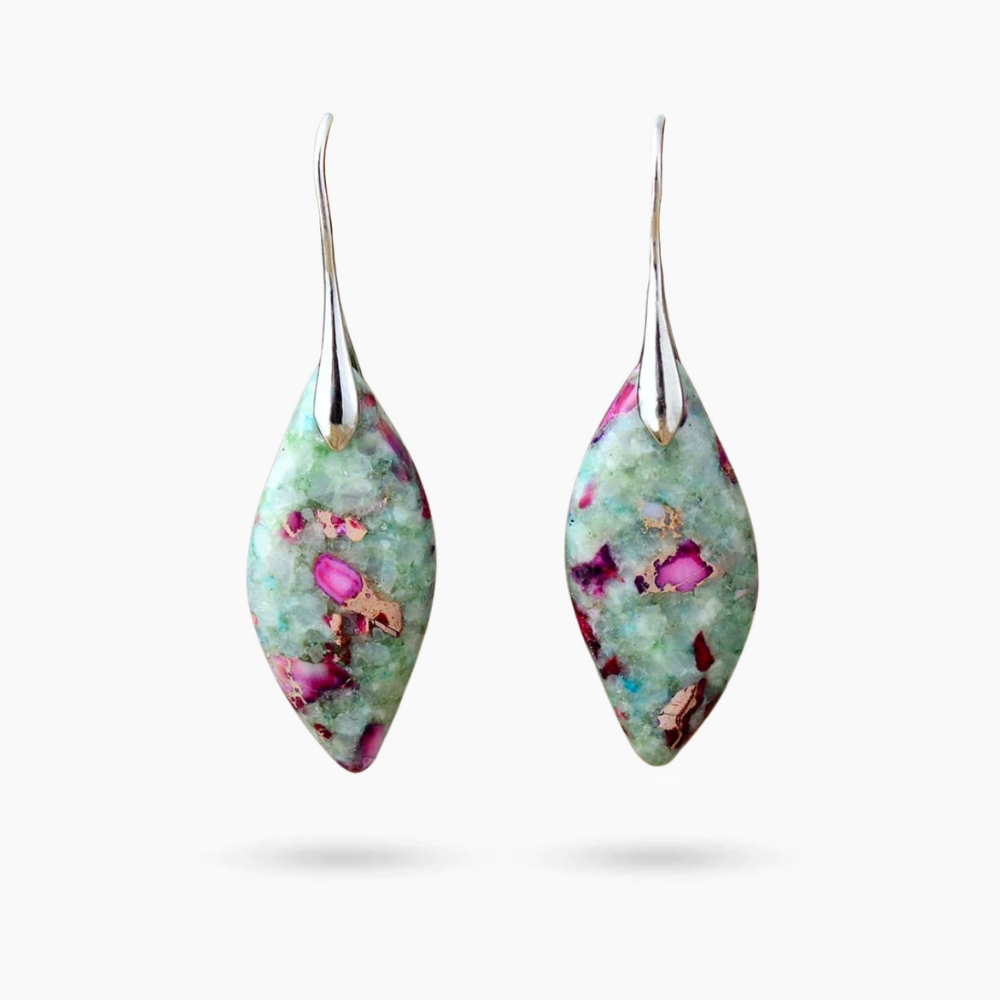 Orecchini Rosy Reef Leaves Jasper