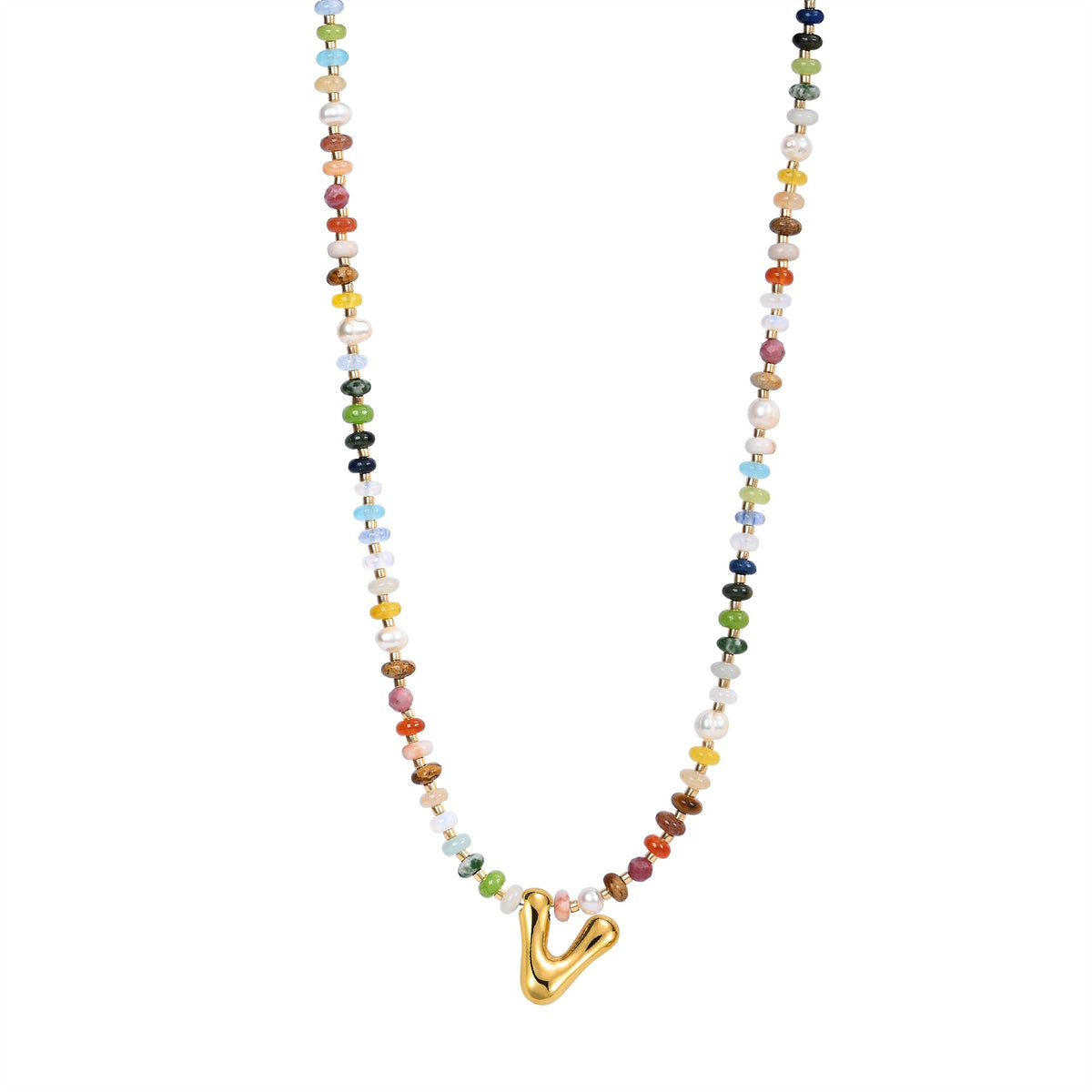 Collana con lettere a bolle multicolore