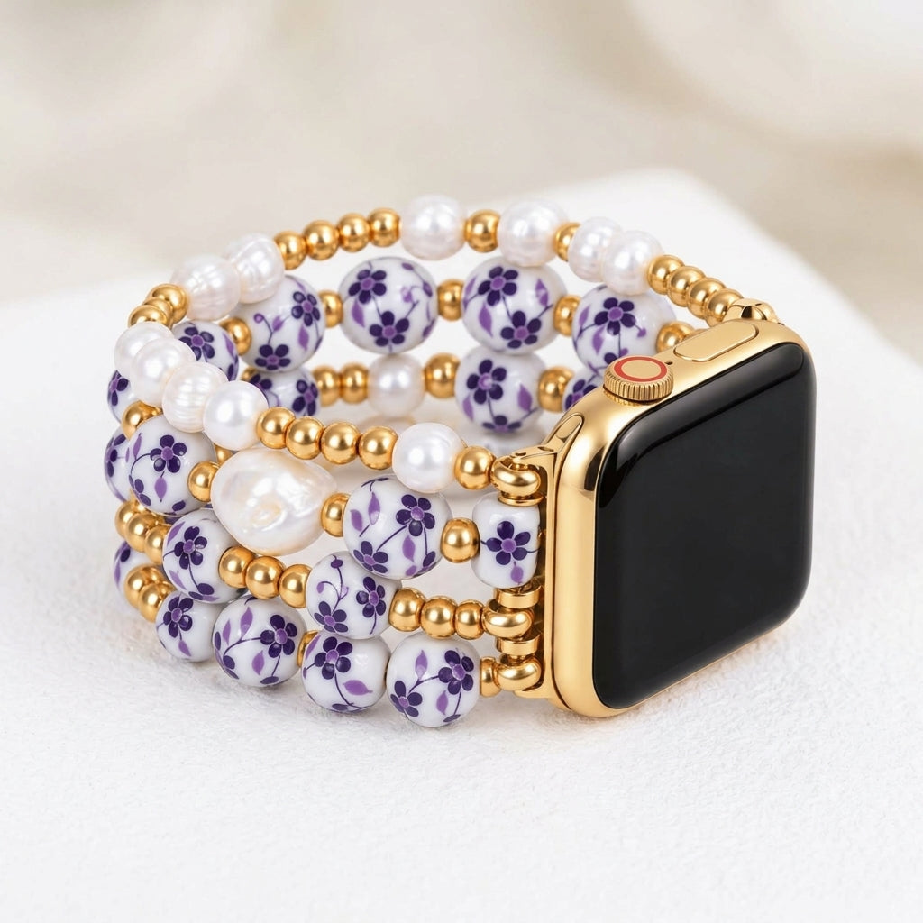 Cinturino Apple Watch Porcelain Garden Violet Bloom