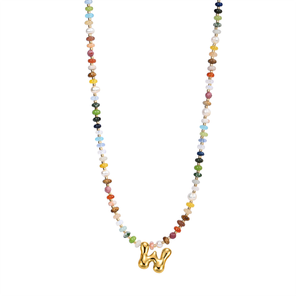 Collana con lettere a bolle multicolore
