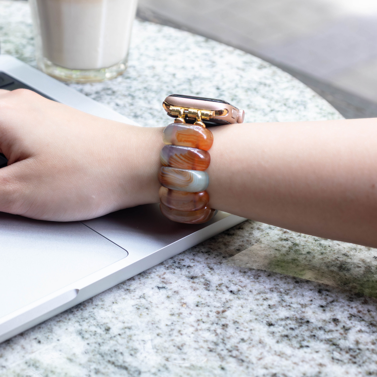 Cinturino elasticizzato Apple Watch in agata Golden Dusk