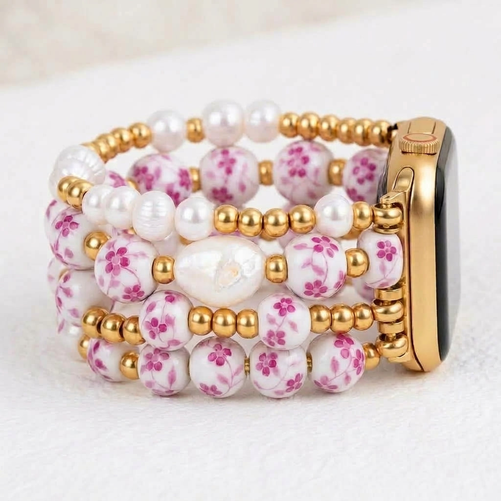 Cinturino Apple Watch Porcelain Garden Rose Blossom