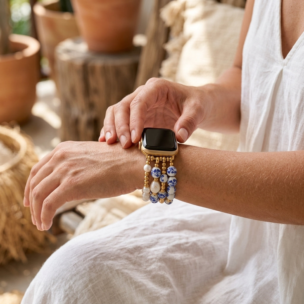 Cinturino Apple Watch Porcelain Garden Sapphire Bloom