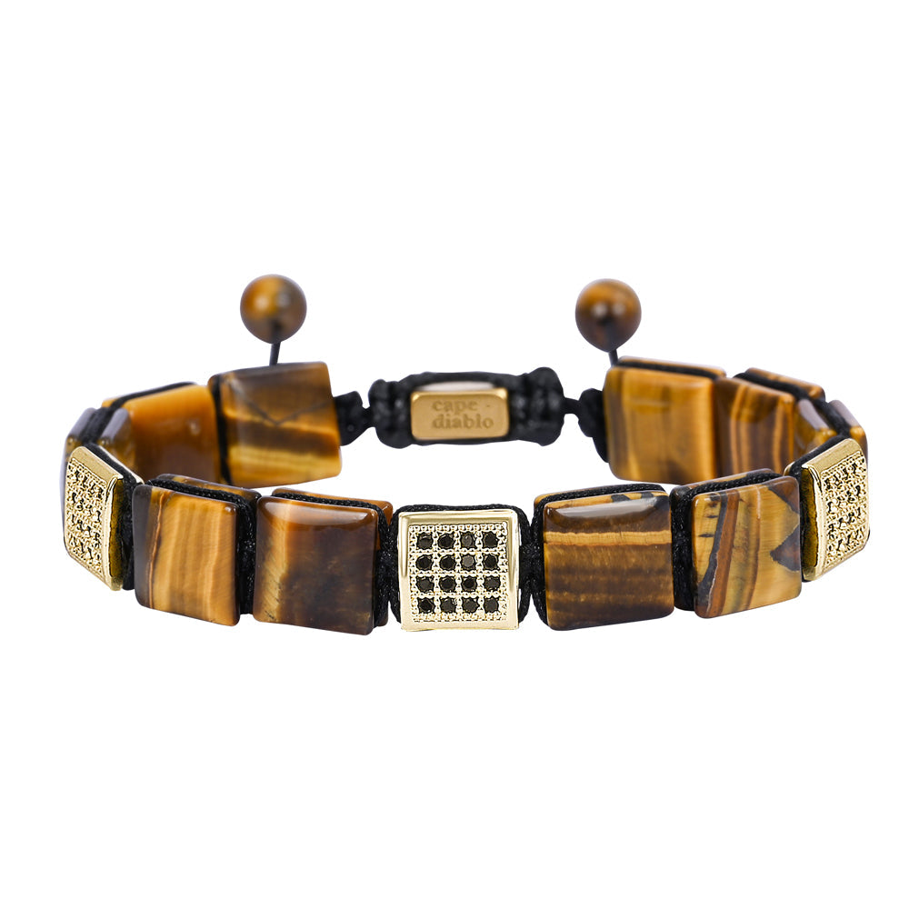 Bracciale da uomo in occhio di tigre giallo