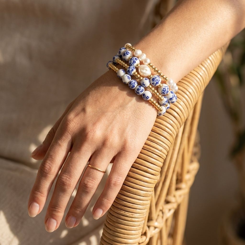 Set di bracciali Porcelain Garden Sapphire Bloom