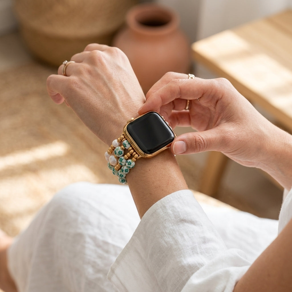 Cinturino Apple Watch Porcelain Garden Emerald Grove