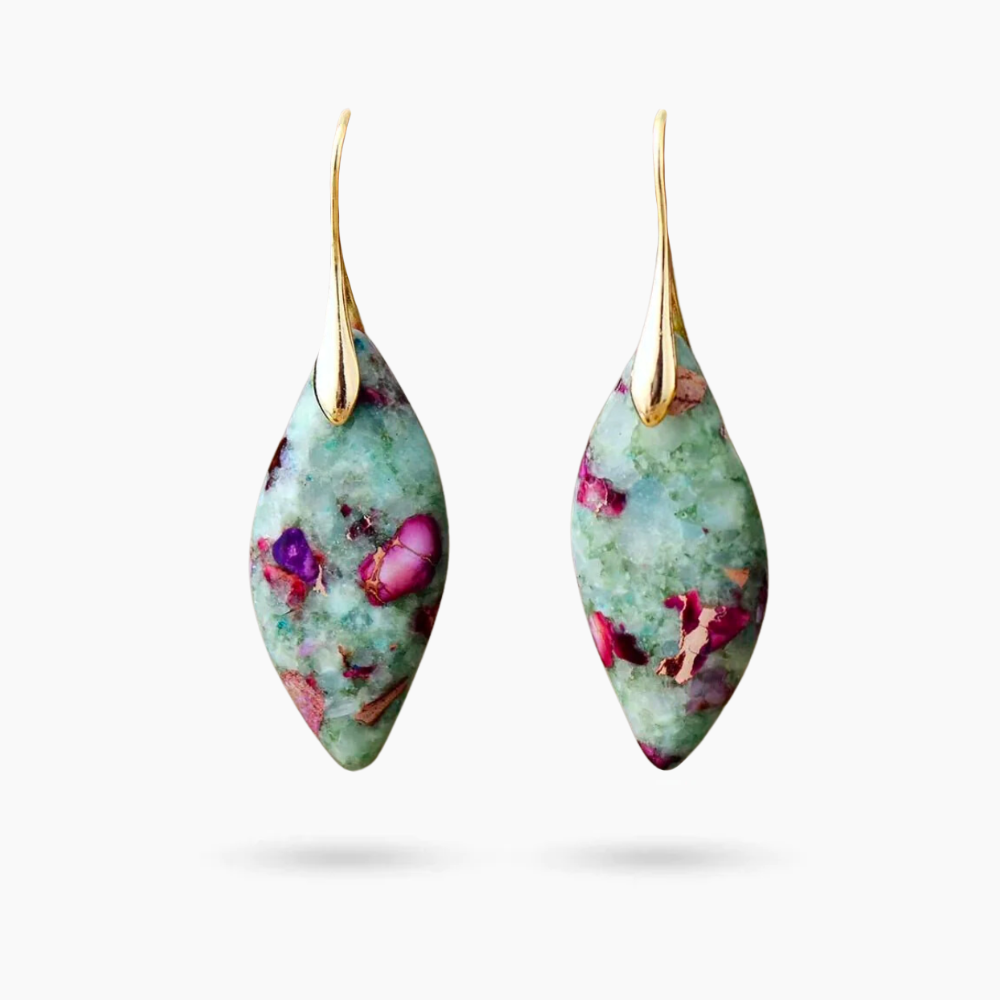 Orecchini Rosy Reef Leaves Jasper