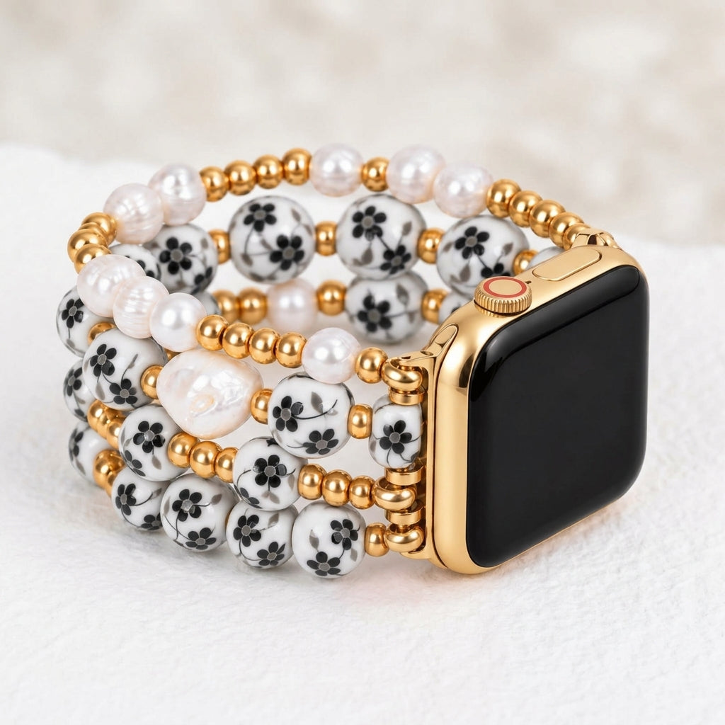 Cinturino Apple Watch Porcelain Garden Midnight Bloom