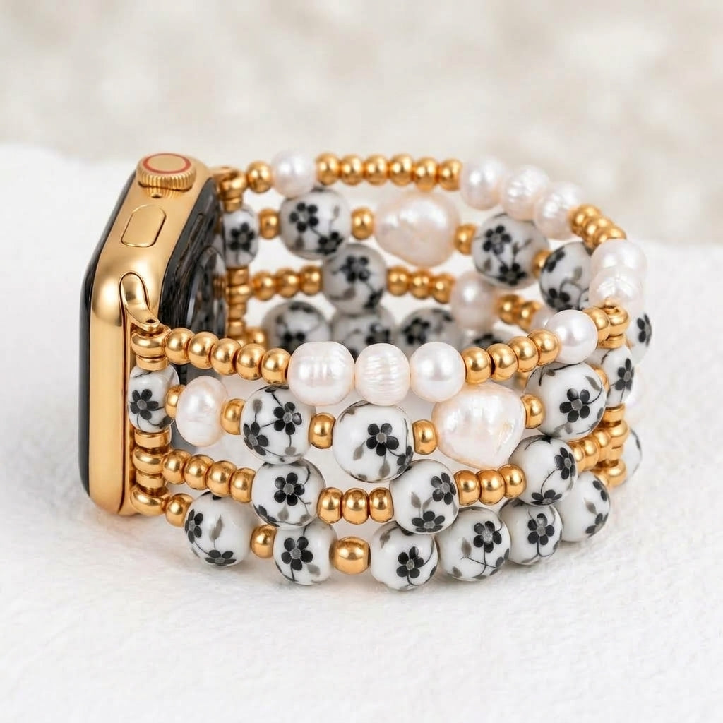 Cinturino Apple Watch Porcelain Garden Midnight Bloom