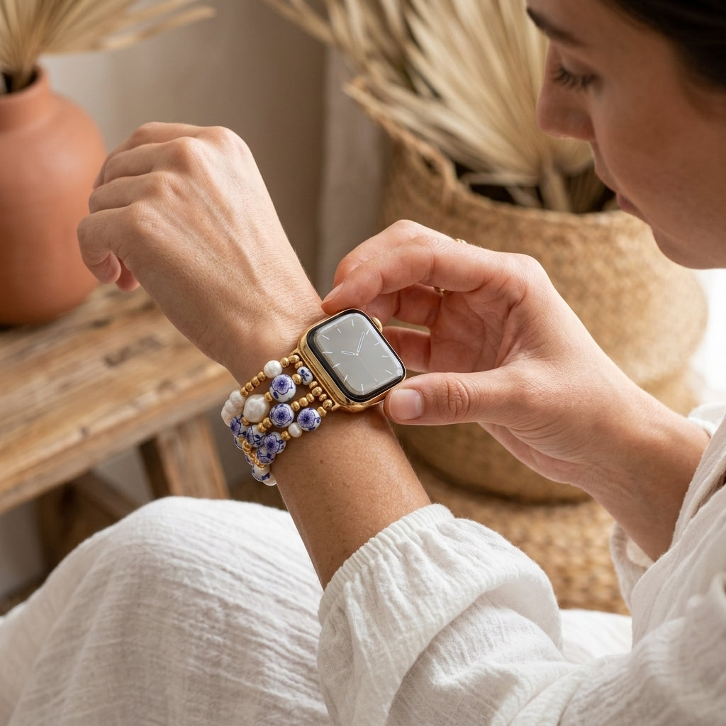 Cinturino Apple Watch Porcelain Garden Lavender Bloom