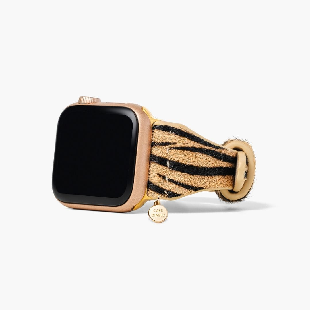 Elegante cinturino in pelle a righe per Apple Watch