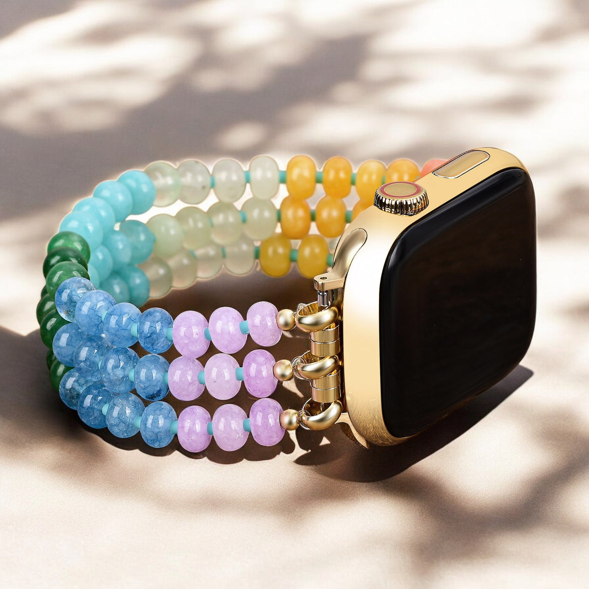 Cinturino Apple Watch elasticizzato con pietra a bagliore arcobaleno