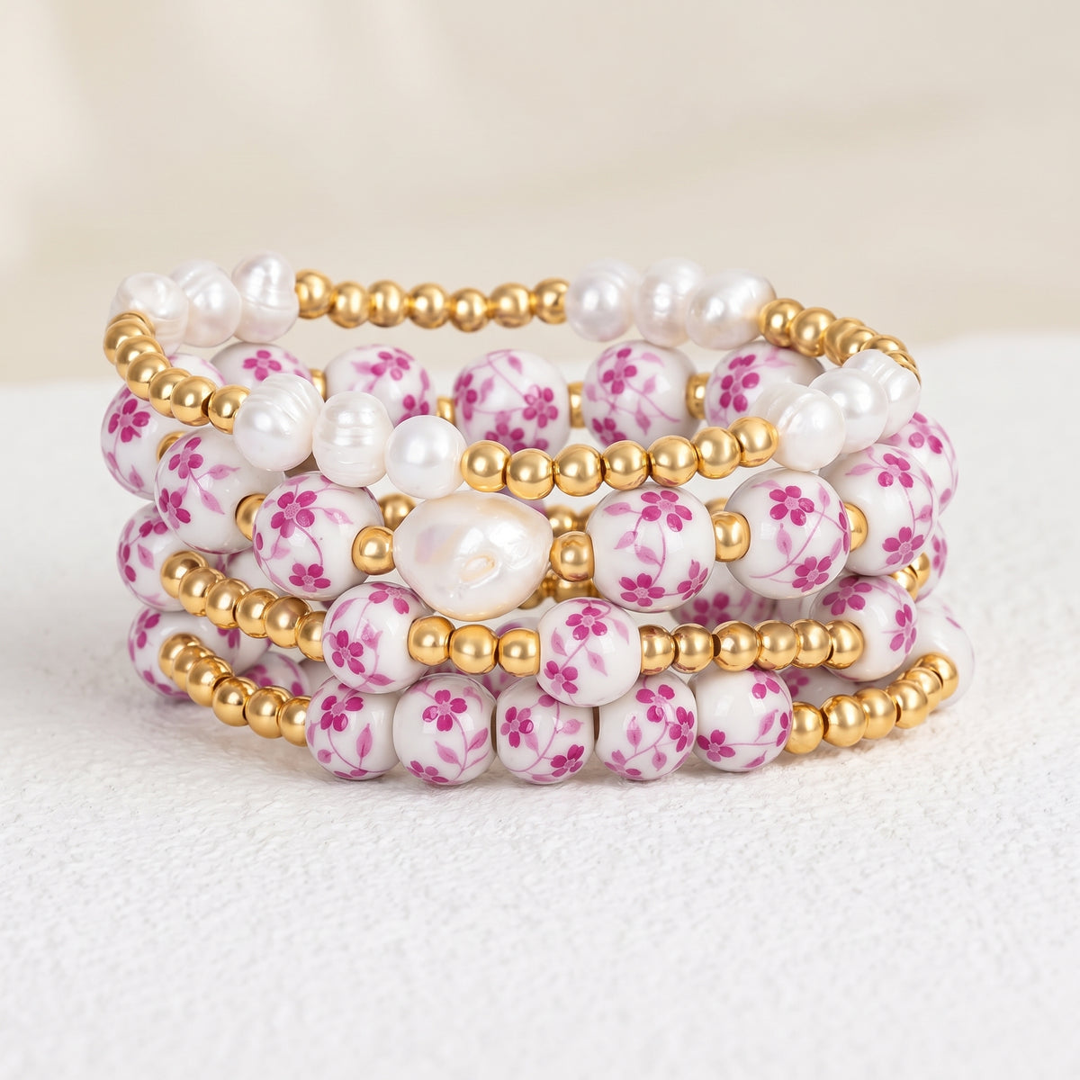 Set di bracciali Porcelain Garden Rose Blossom