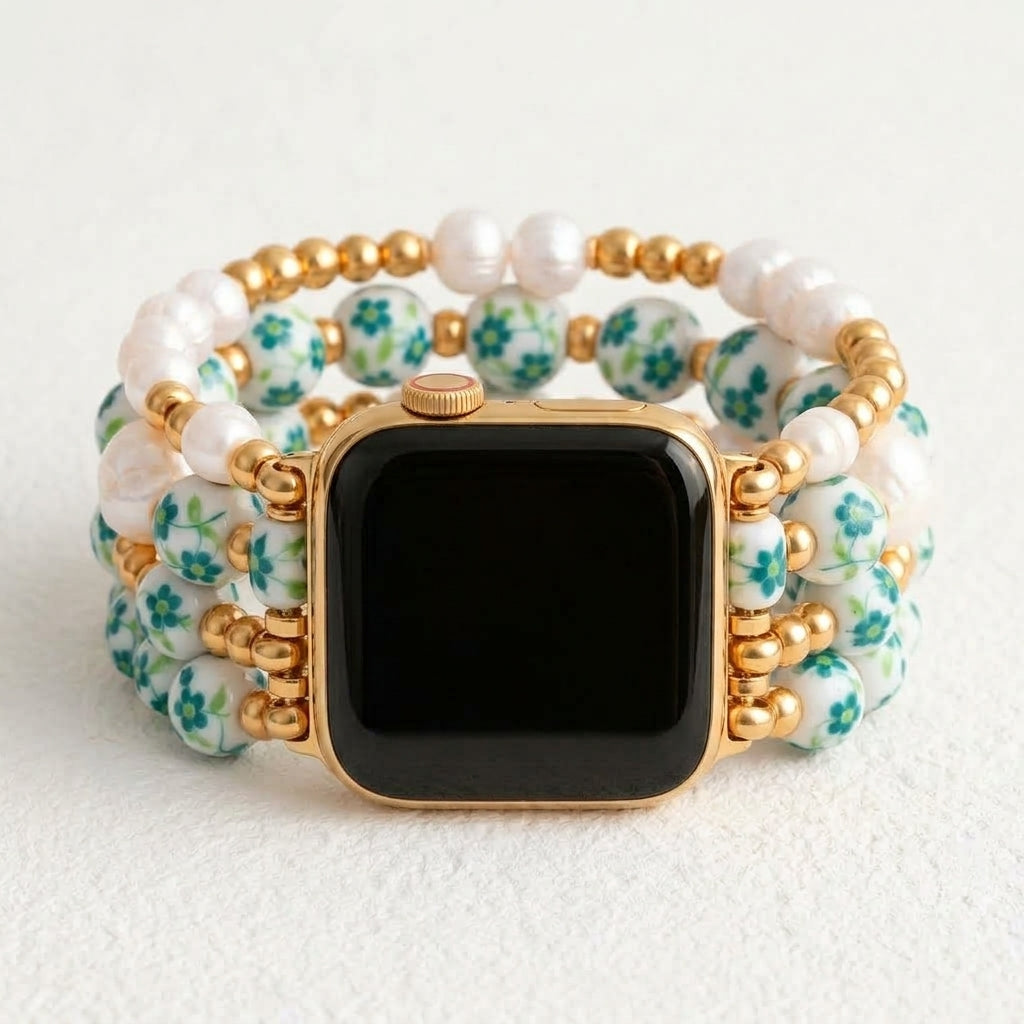 Cinturino Apple Watch Porcelain Garden Emerald Grove