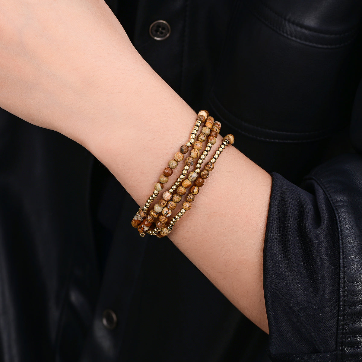 Set di Bracciali in Diaspro Terra Dorata
