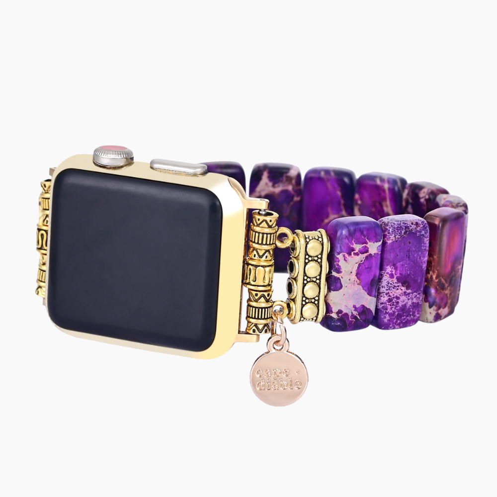 Cinturino elasticizzato Apple Watch in diaspro tibetano indaco