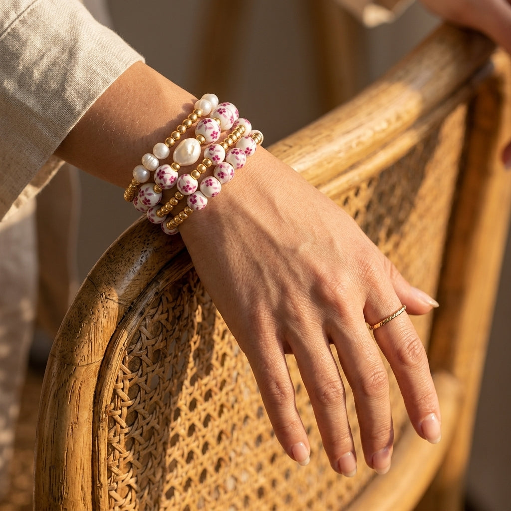Set di bracciali Porcelain Garden Rose Blossom