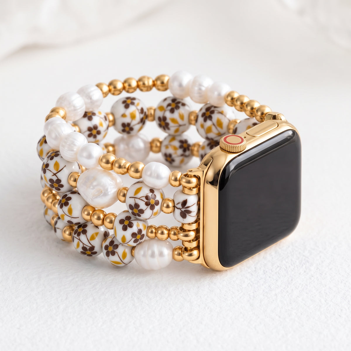 Cinturino Apple Watch Porcelain Garden Golden Meadow