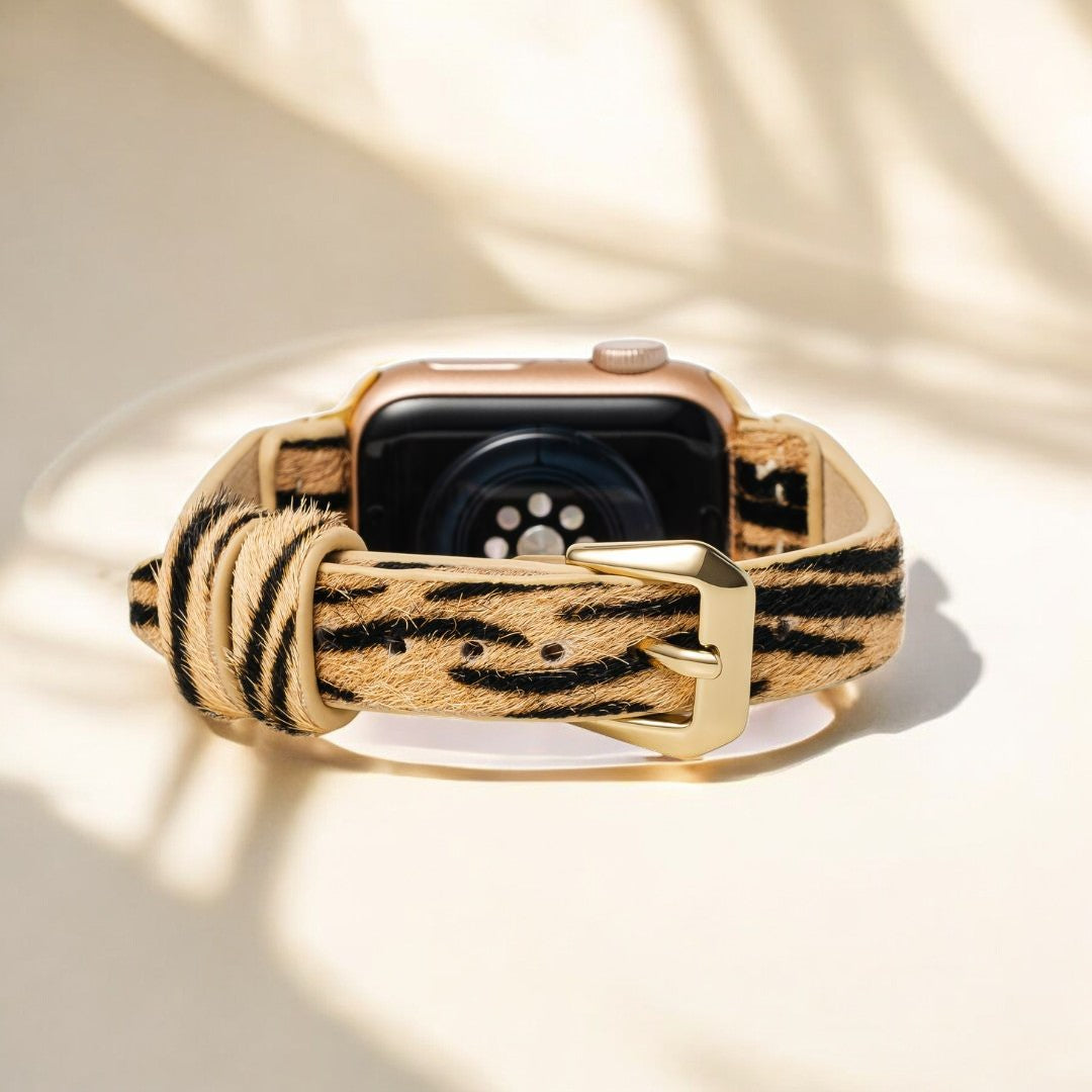Elegante cinturino in pelle a righe per Apple Watch