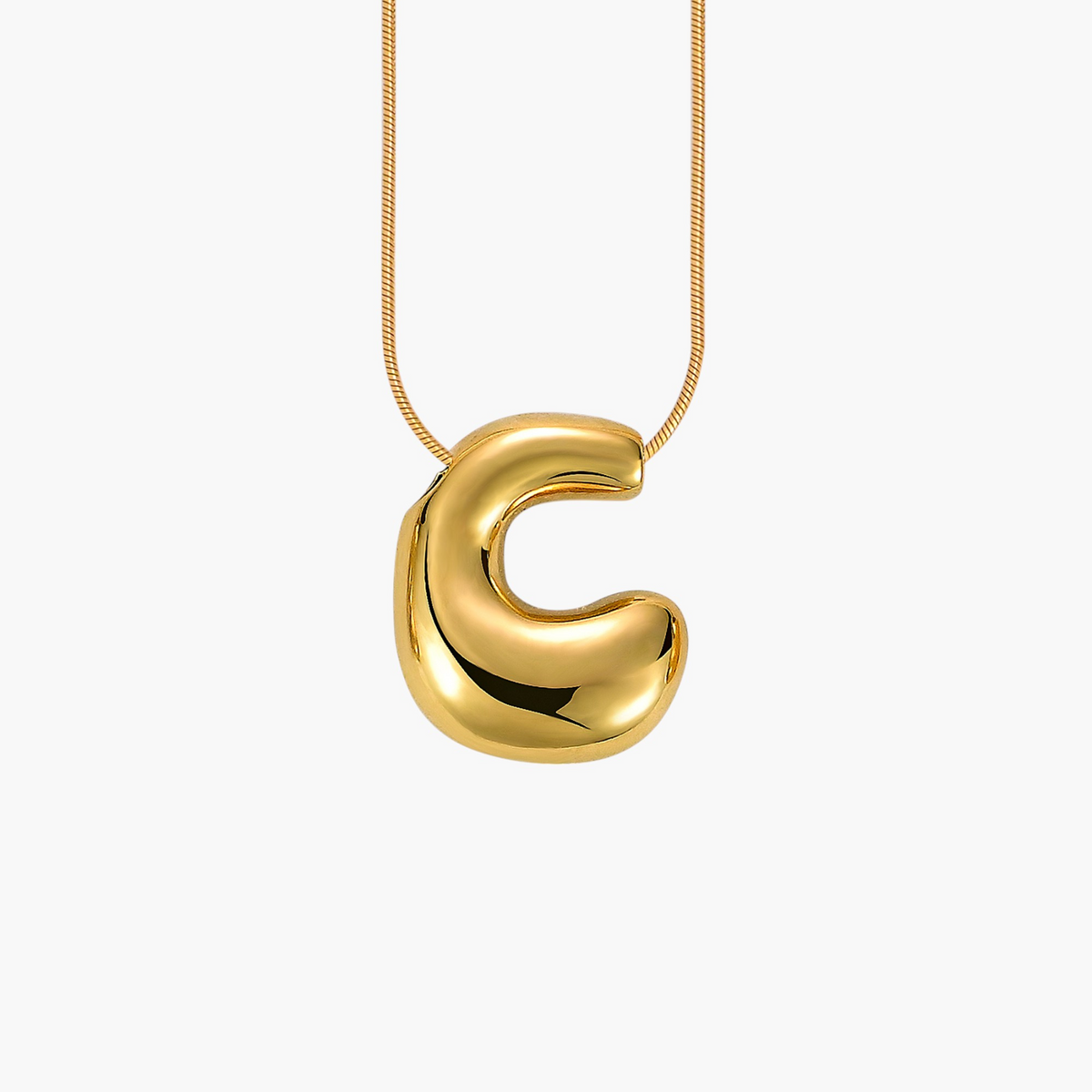Collana con Iniziale a Lettera a Bolle Dorata