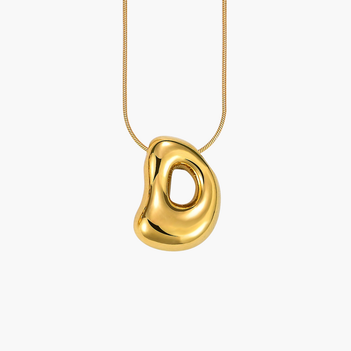 Collana con Iniziale a Lettera a Bolle Dorata