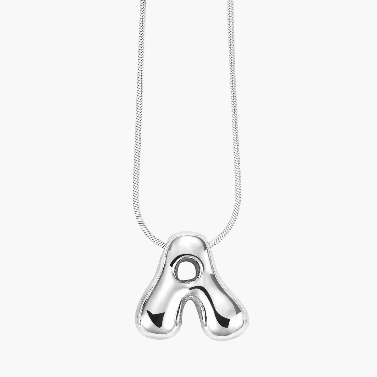 Collana con Iniziale a Lettera a Bolle Argento Luminoso