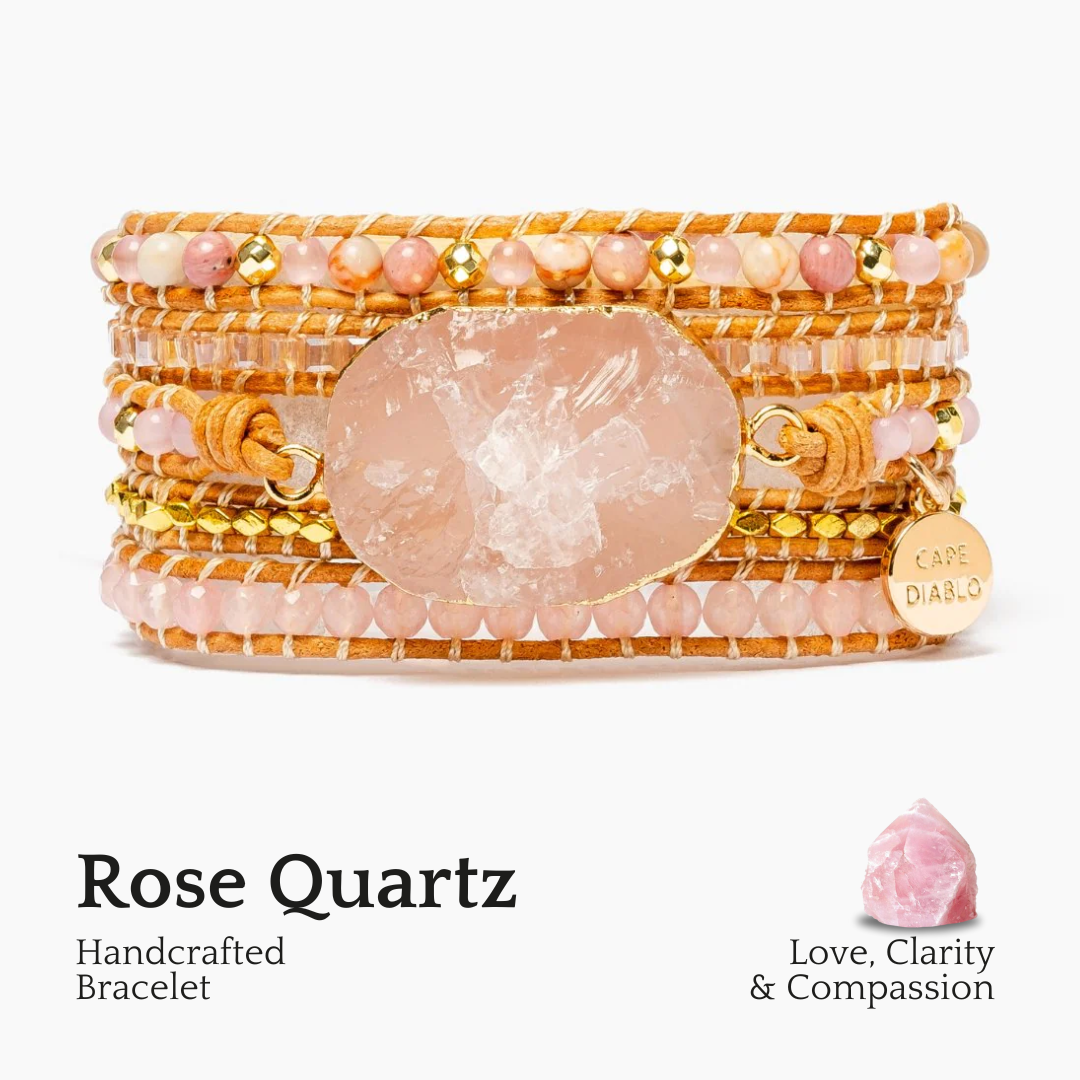 Bracciale in Quarzo Rosa Dorato