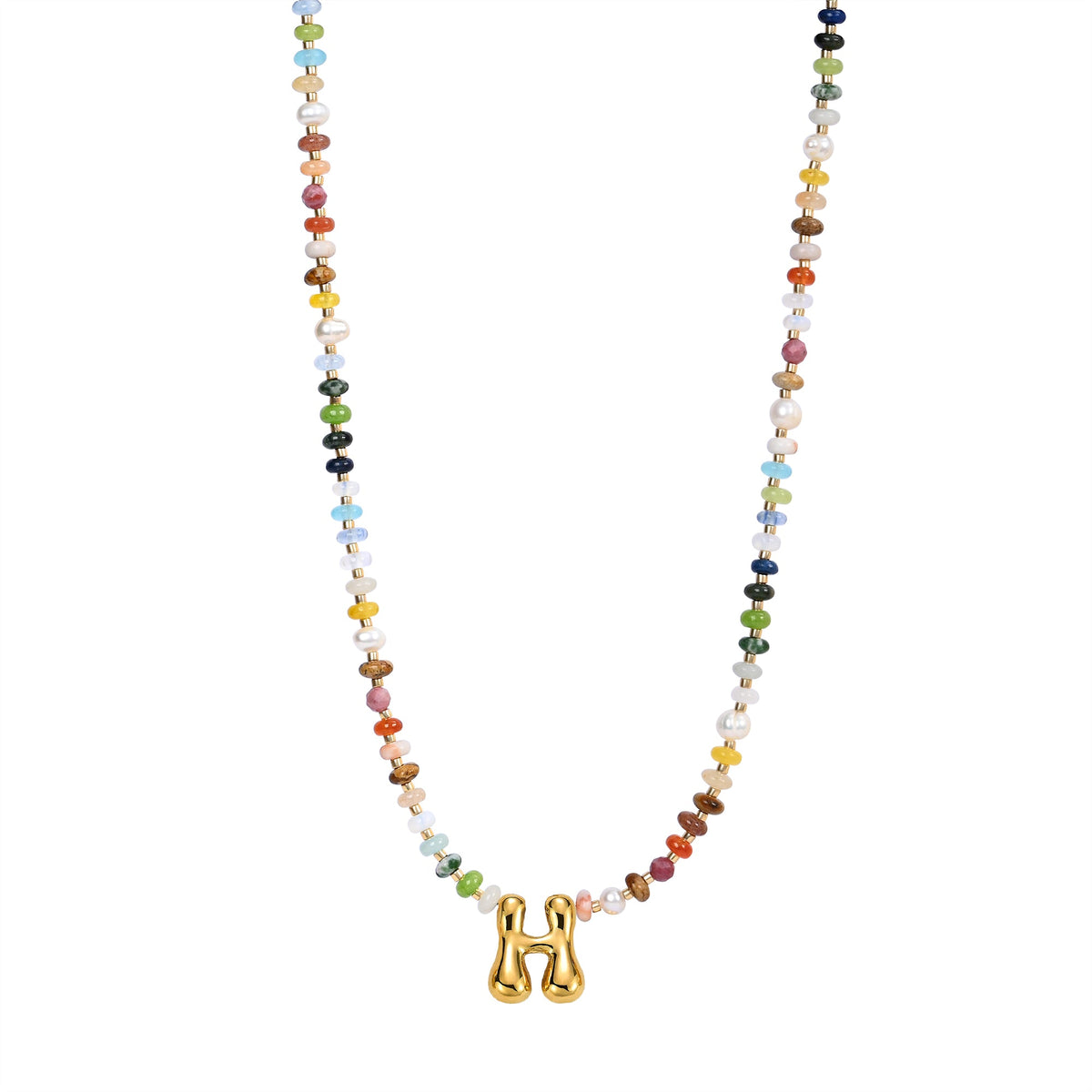 Collana con lettere a bolle multicolore