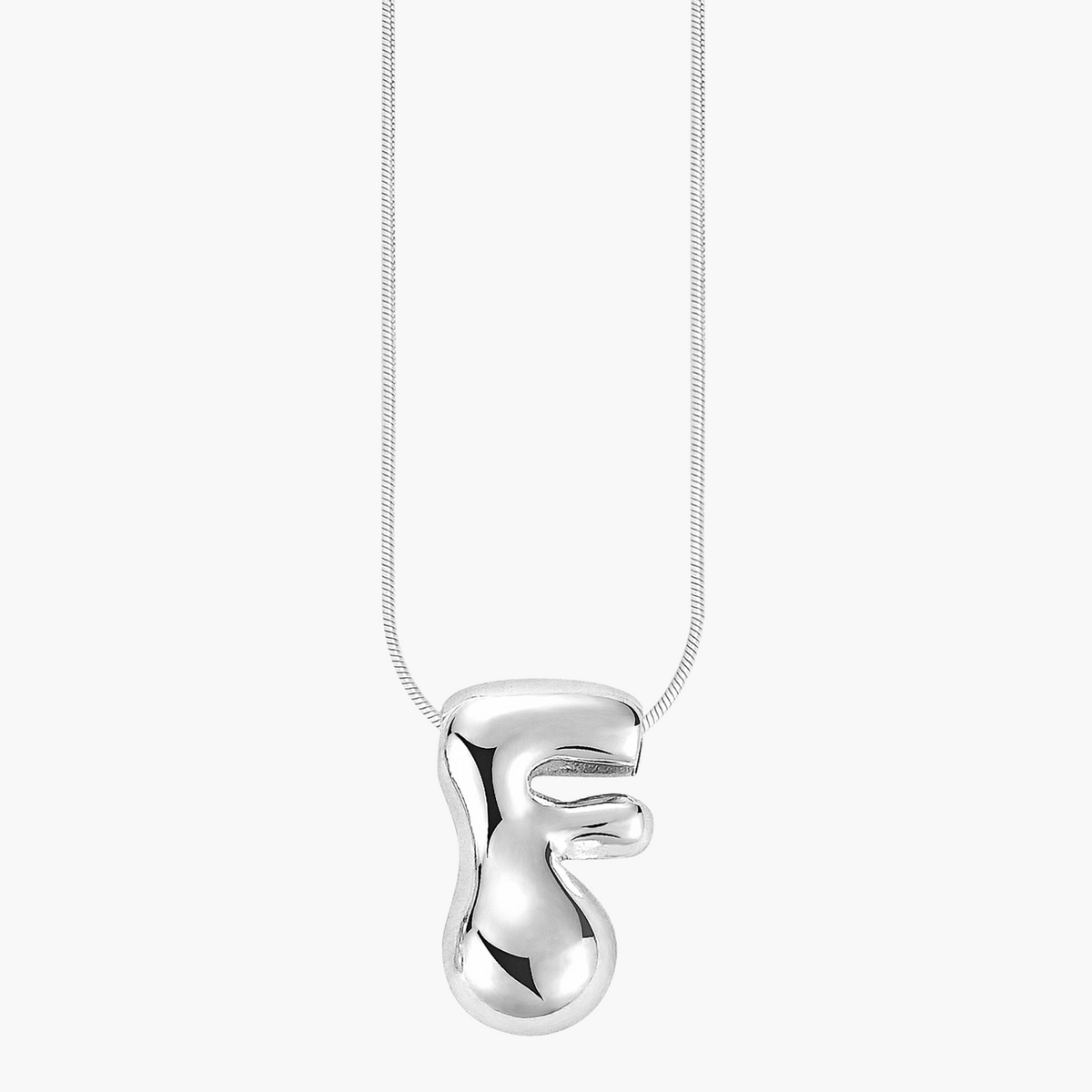 Collana con Iniziale a Lettera a Bolle Argento Luminoso