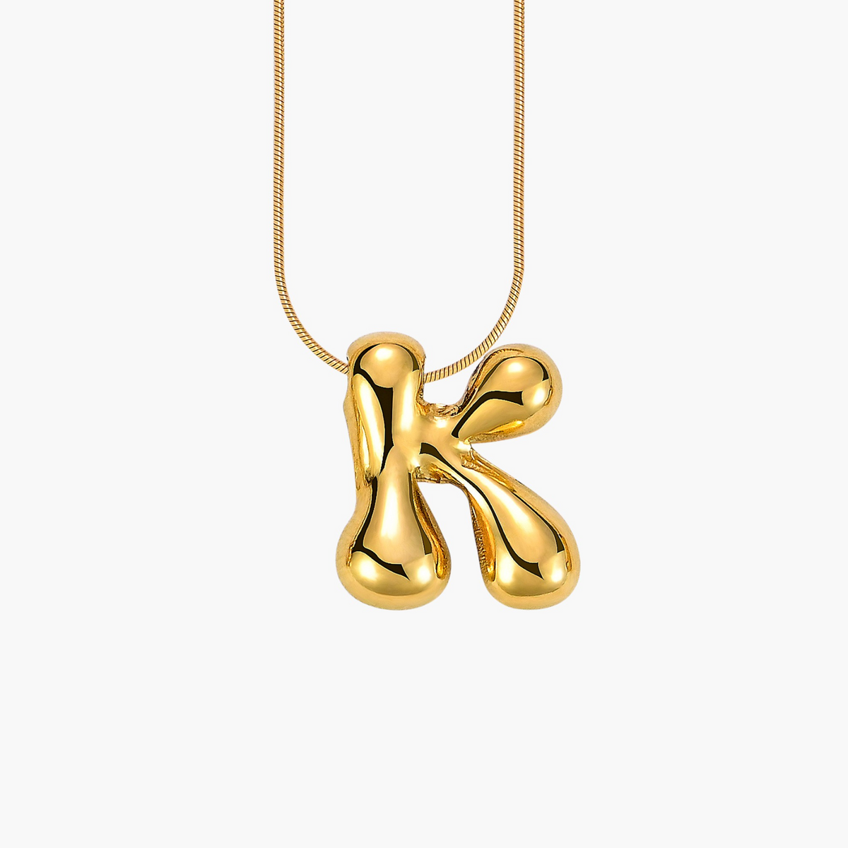 Collana con Iniziale a Lettera a Bolle Dorata