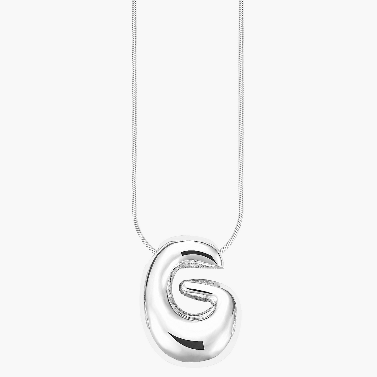 Collana con Iniziale a Lettera a Bolle Argento Luminoso
